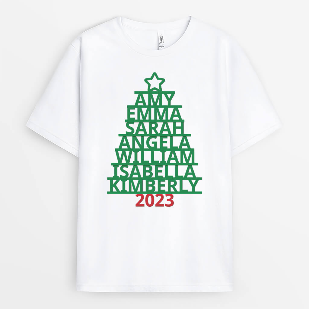 1488AUS1 personalized family christmas tree t shirt