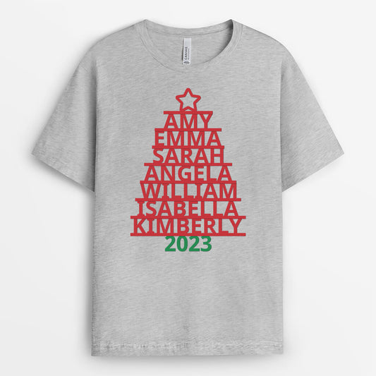 1488AUS2 personalized family christmas tree t shirt
