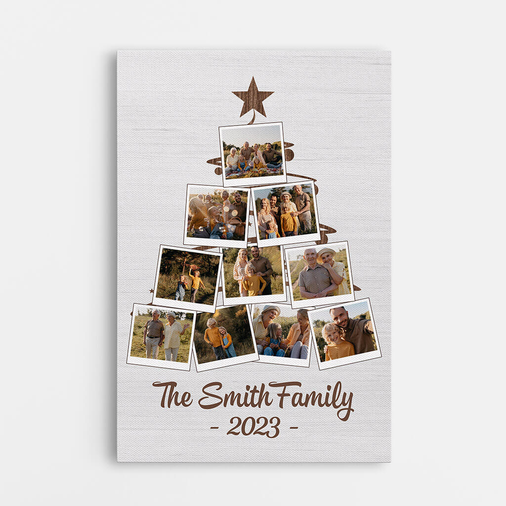 1490CUS1 personalized family christmas tree canvas
