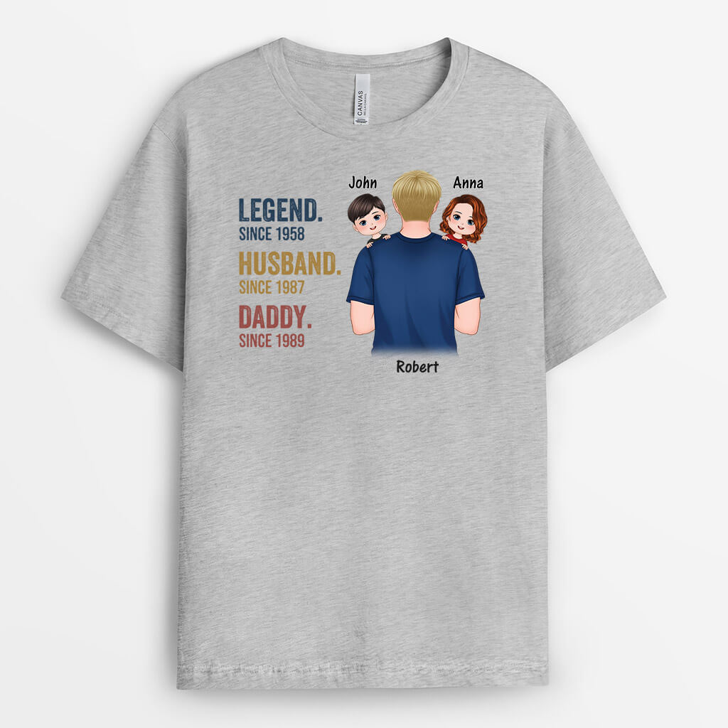 1491AUS1 personalized legend husband daddy grandpa with kids t shirt