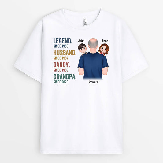 1491AUS2 personalized legend husband daddy grandpa with kids t shirt