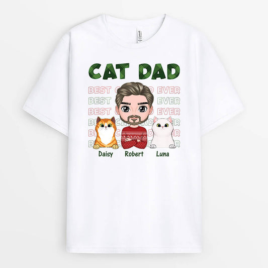 1496AUS2 personalized cat dad christmas t shirt