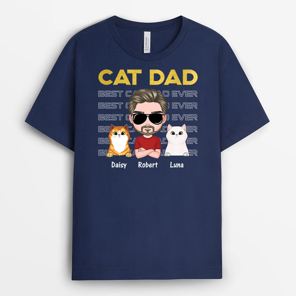 1497AUS1 personalized cat dad wearing cool glasses t shirt