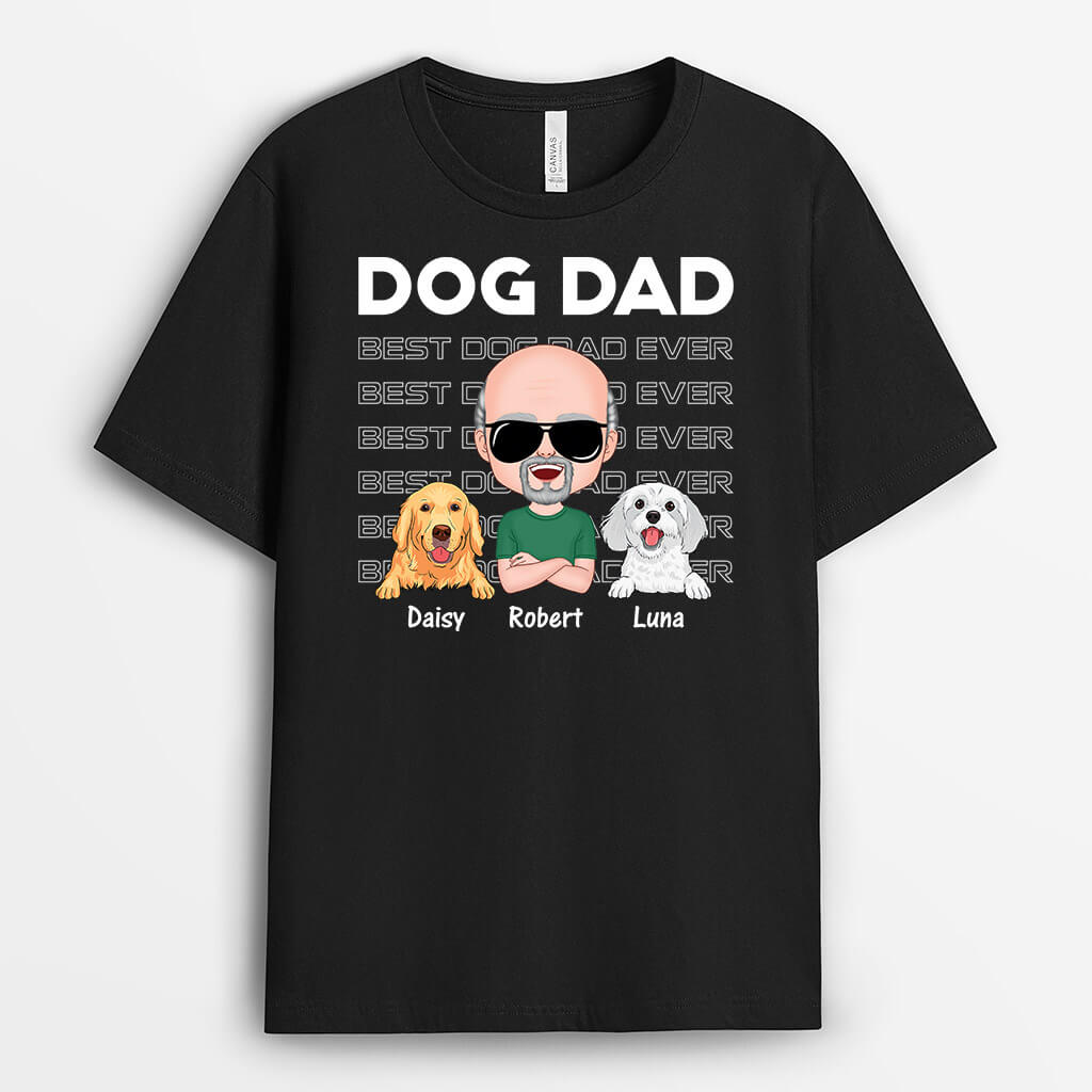1497AUS1 personalized dog dad wearing cool glasses t shirt