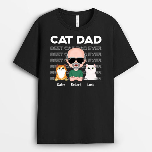 1497AUS2 personalized cat dad wearing cool glasses t shirt