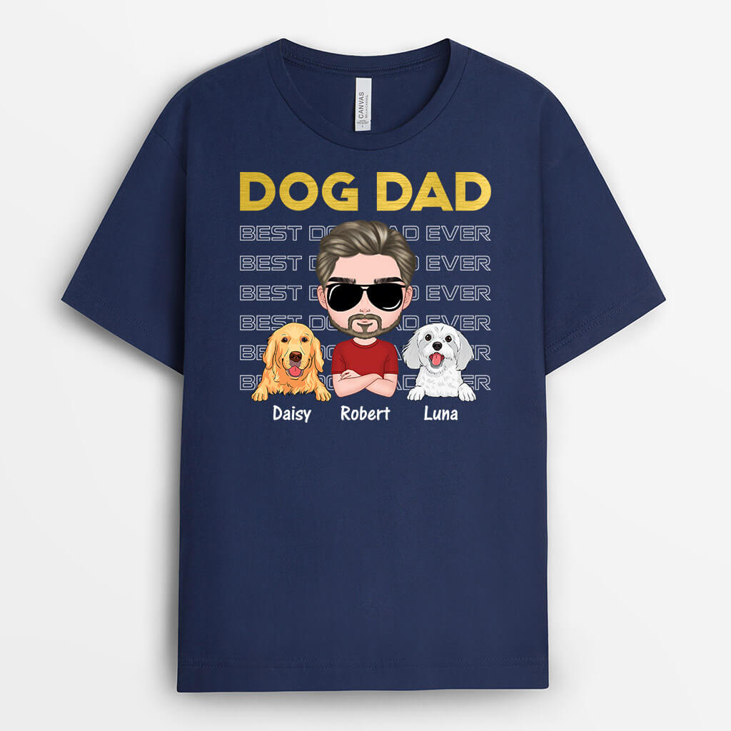 1497AUS2 personalized dog dad wearing cool glasses t shirt