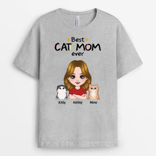1501AUS1 personalized best cat mom ever t shirt