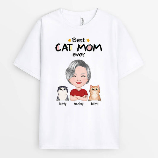 1501AUS2 personalized best cat mom ever t shirt
