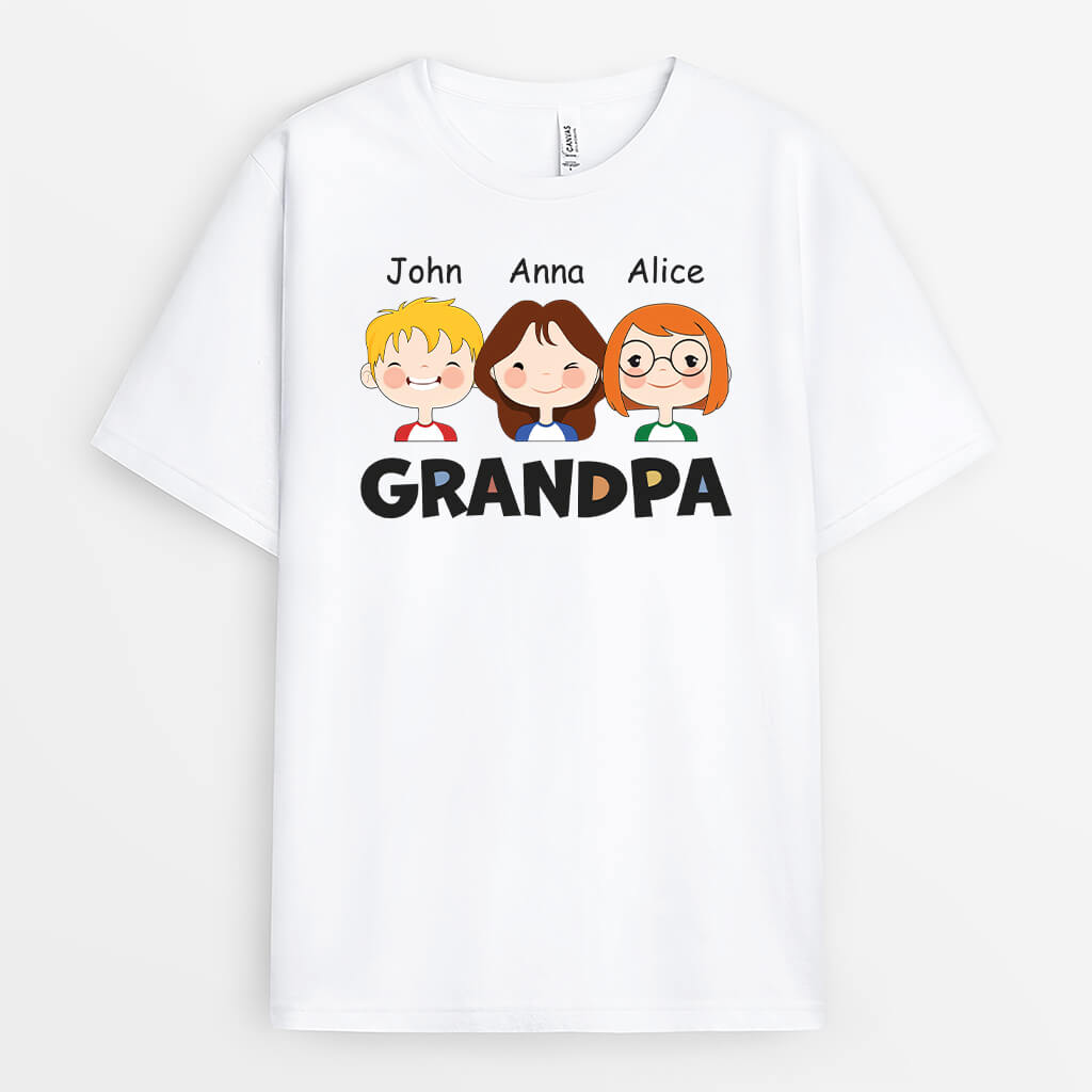 1504AUS1 personalized grandpa with kids t shirt