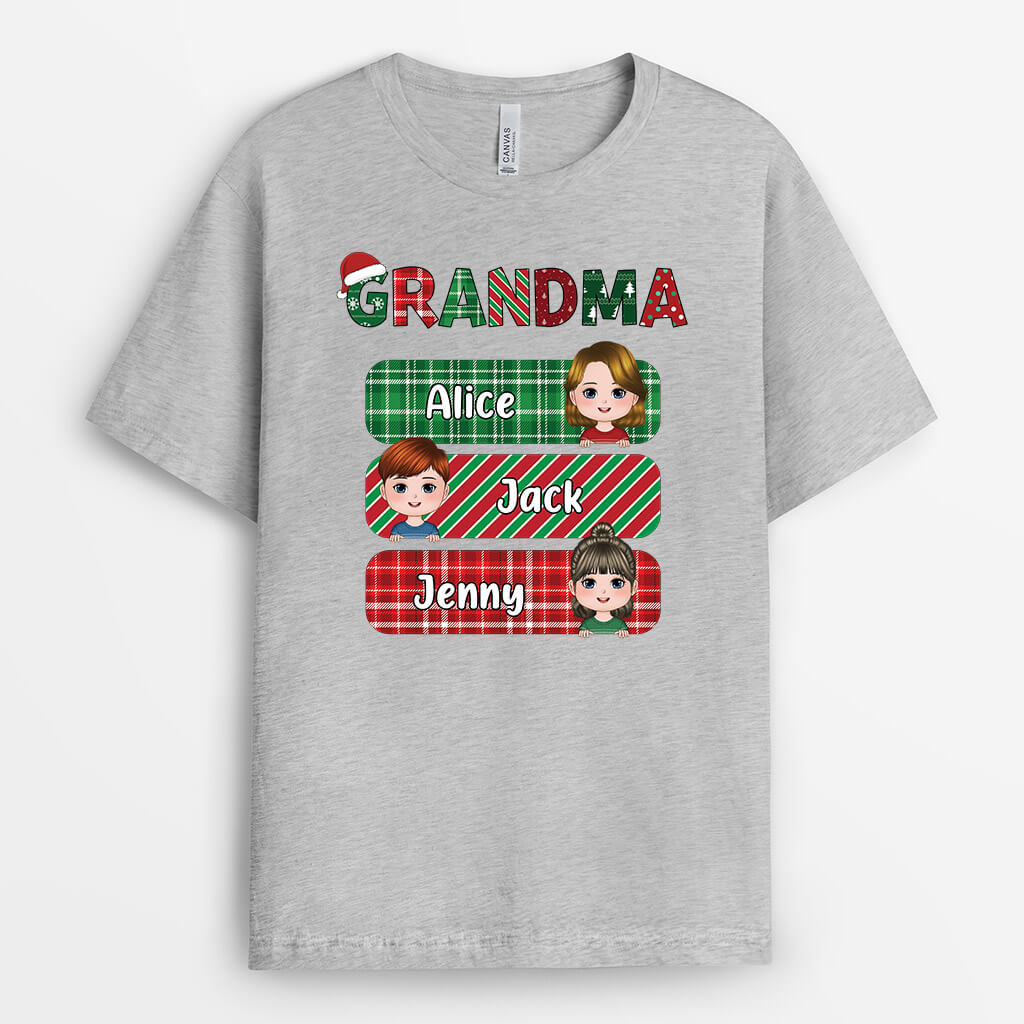 1515AUS2 personalized grandma with kids christmas t shirt