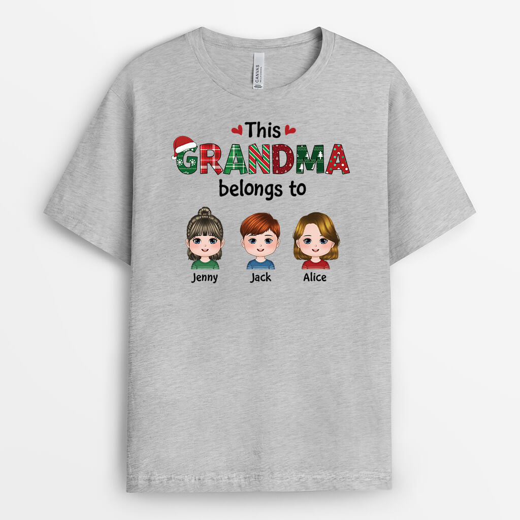 1516AUS2 personalized this grandma belongs to kids christmas t shirt