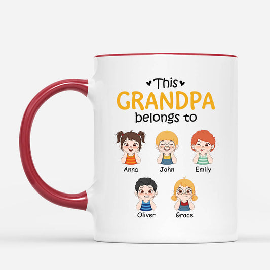 1517MUS2 personalized this grandma belongs to kids with hands on chin mug