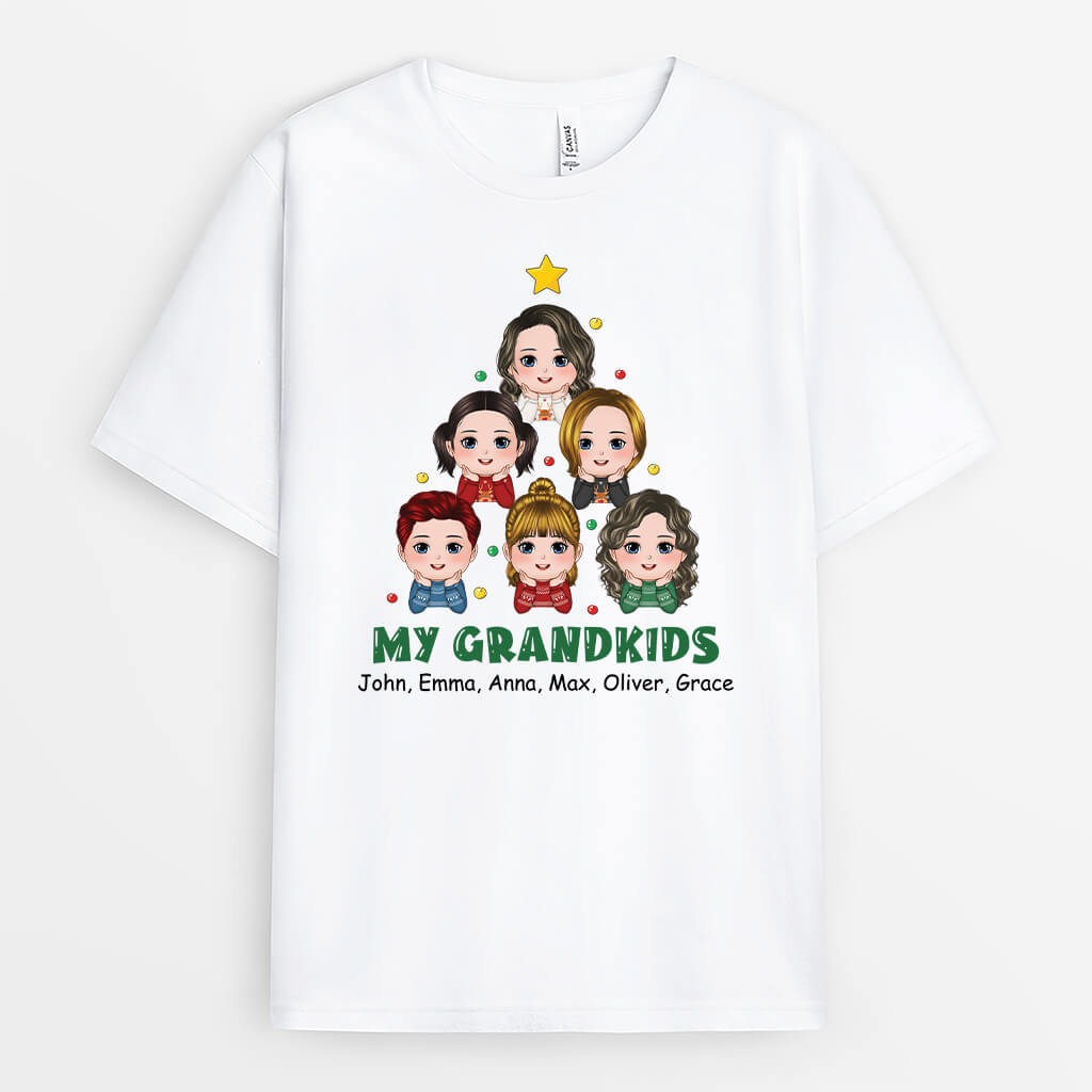 1519AUS1 personalized my grandkids christmas tree t shirt