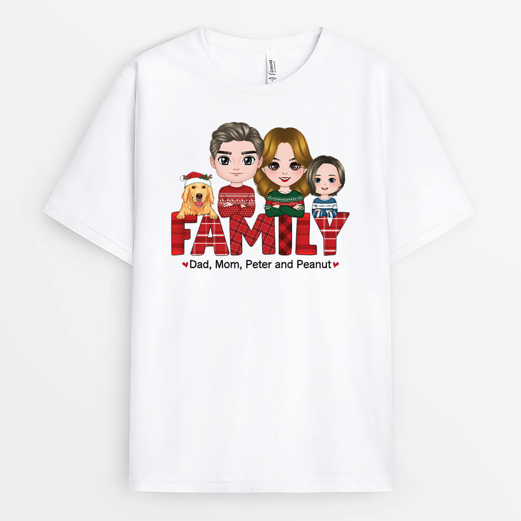 1522AUS1 personalized family with dog t shirt