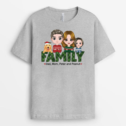 1522AUS2 personalized family with dog t shirt
