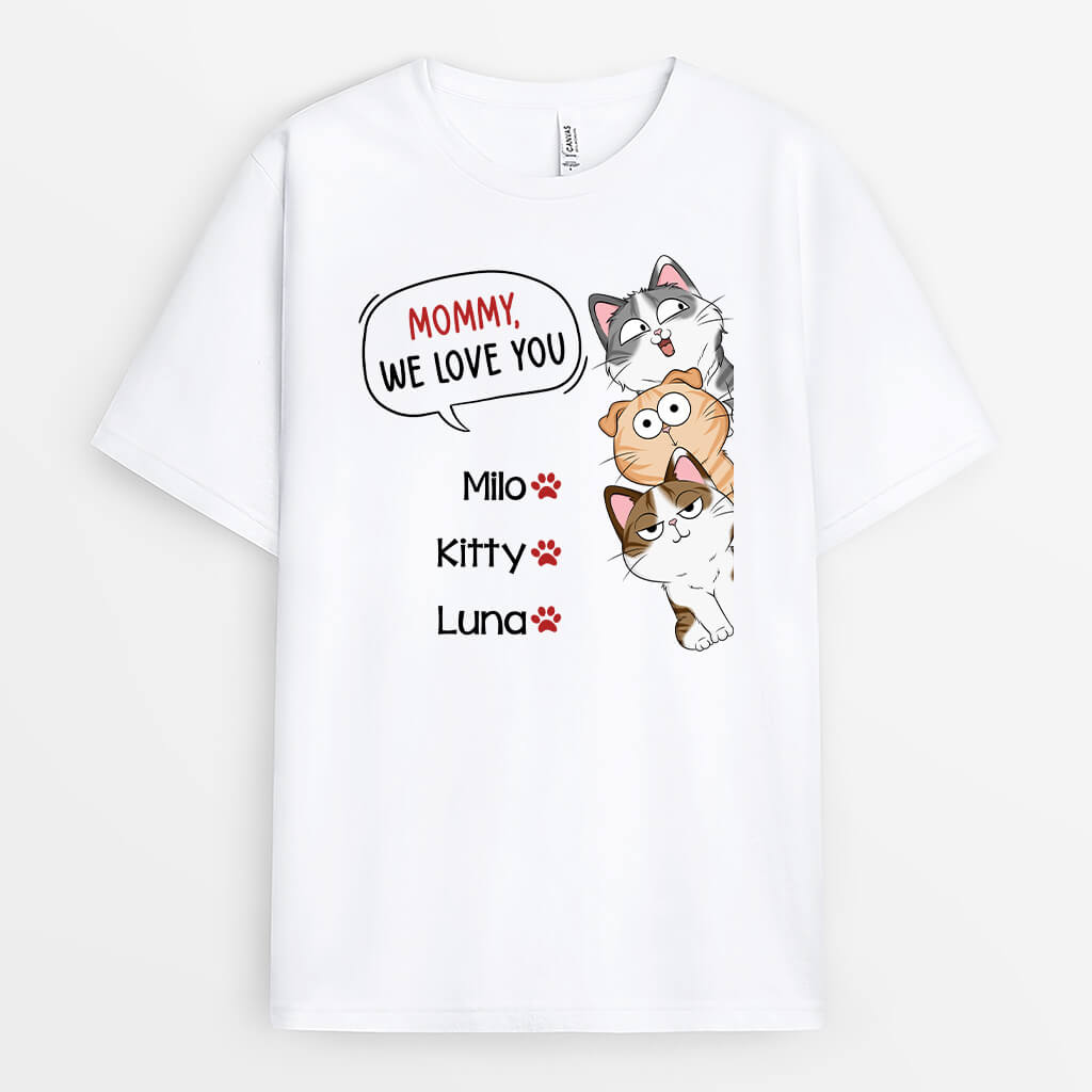 1523AUS1 personalized mom dad we love you cat t shirt