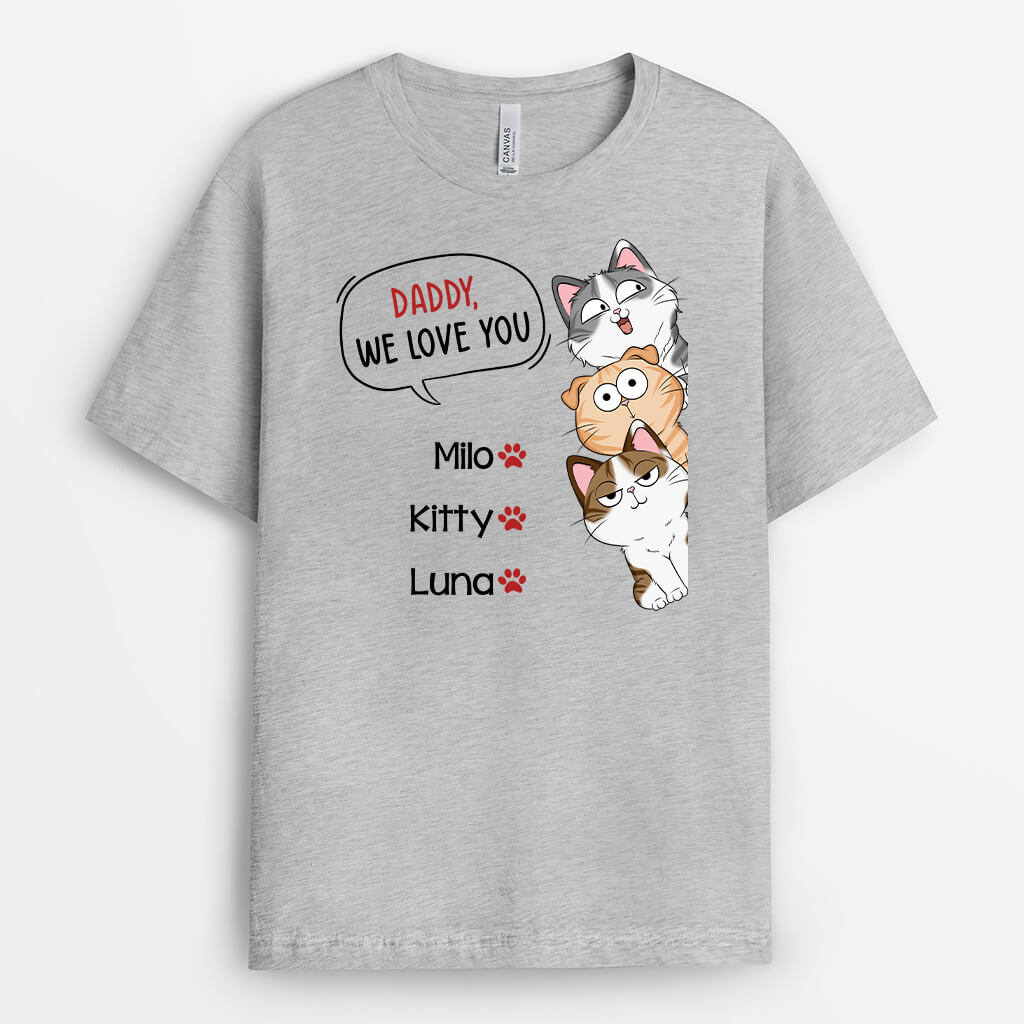 1523AUS2 personalized mom dad we love you cat t shirt
