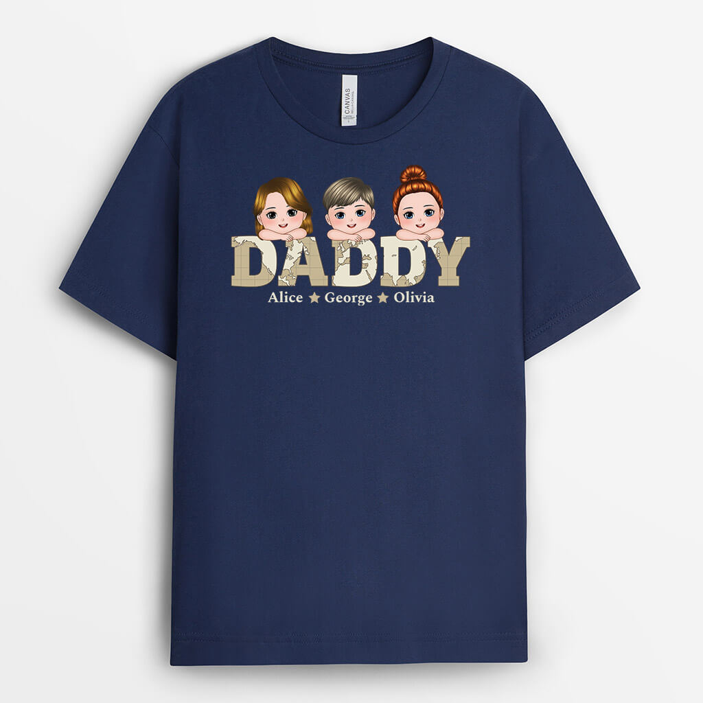1525AUS2 personalized papa with cute kids t shirt