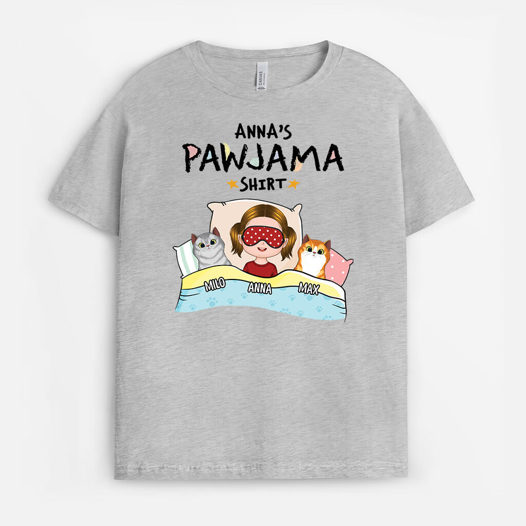 1529AUS1 personalized pawjama with cat kid t shirt