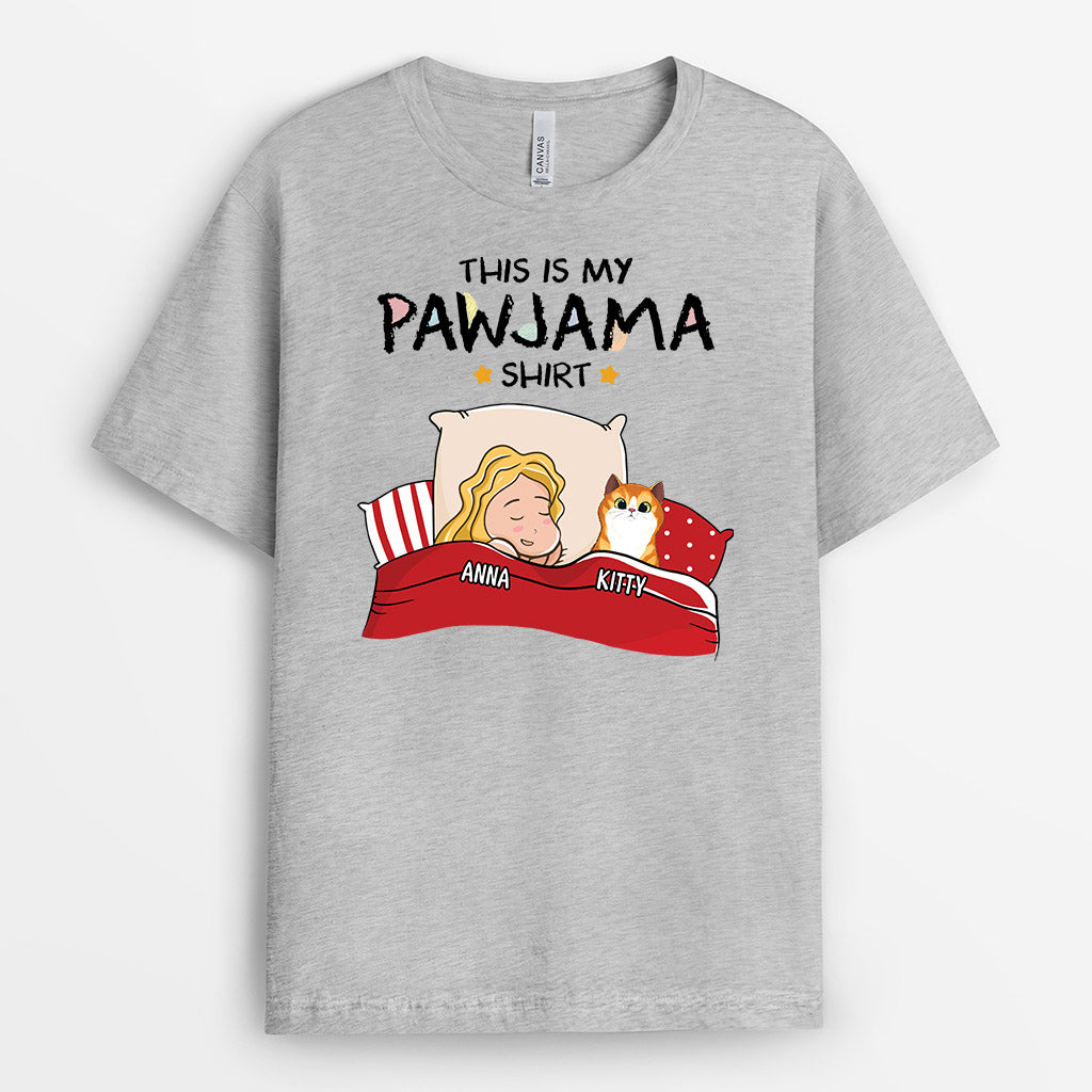 1530AUS1 personalized this is my pawjama cat t shirt