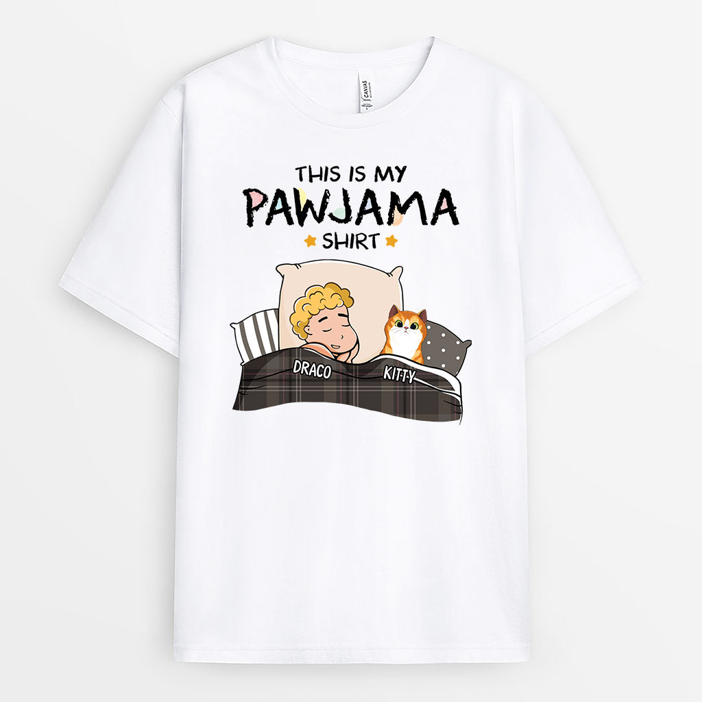 1530AUS2 personalized this is my pawjama cat t shirt