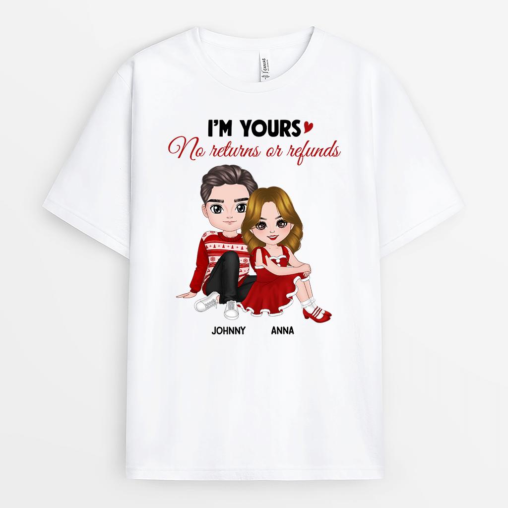 1533AUS1 personalized im yours no returns or refunds couple christmas t shirt