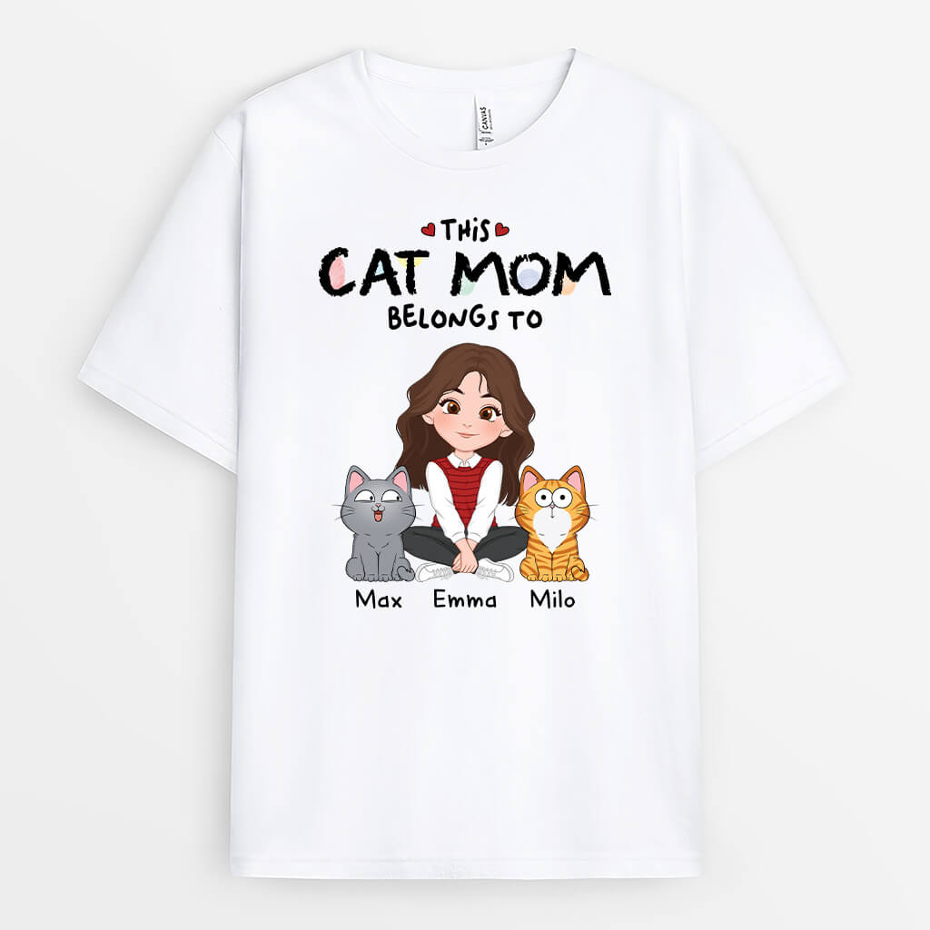 1536AUS1 personalized this cat mom belongs to t shirt