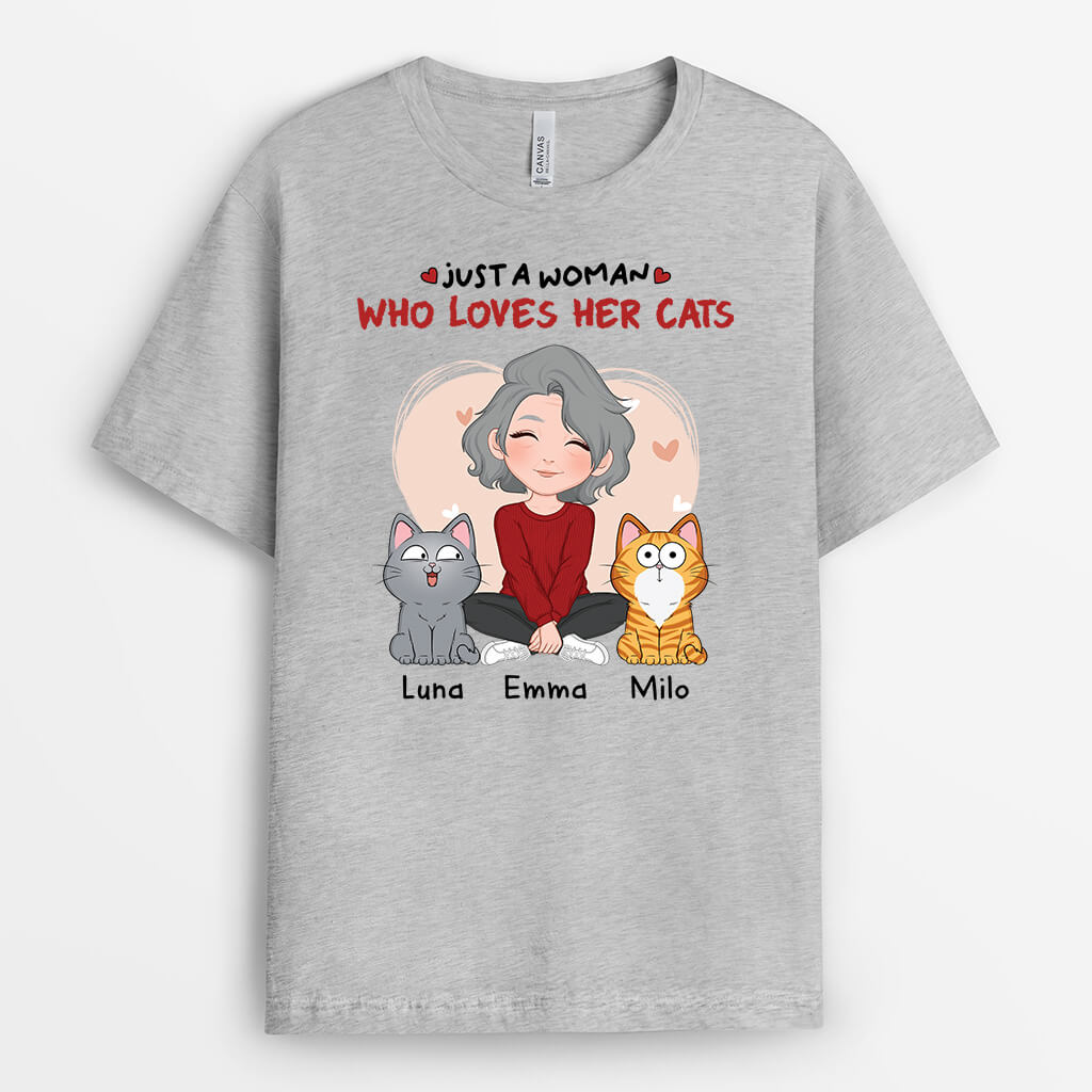 1537AUS2 personalized just a girl who loves her cats t shirt