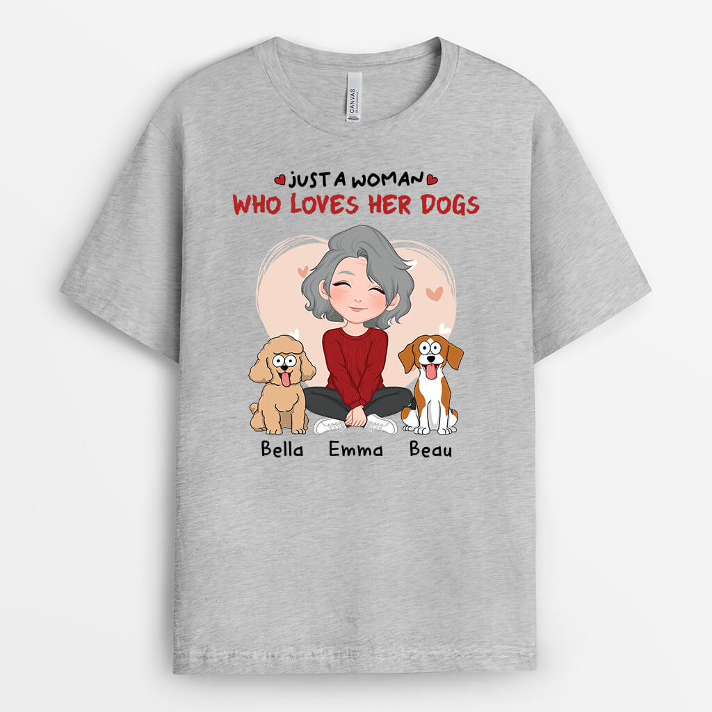 1537AUS2 personalized just a girl who loves her dogs t shirt