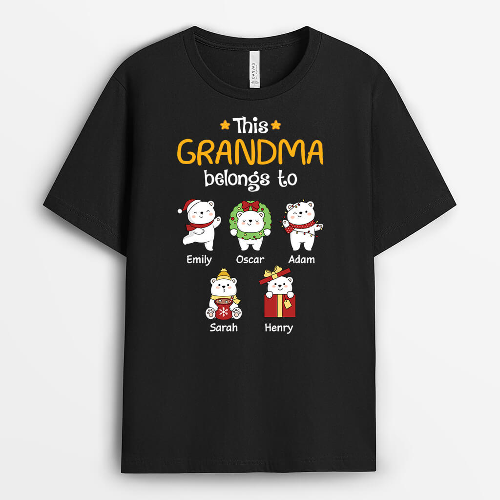 1538AUS1 personalized this mommy grandma belongs to christmas bears t shirt