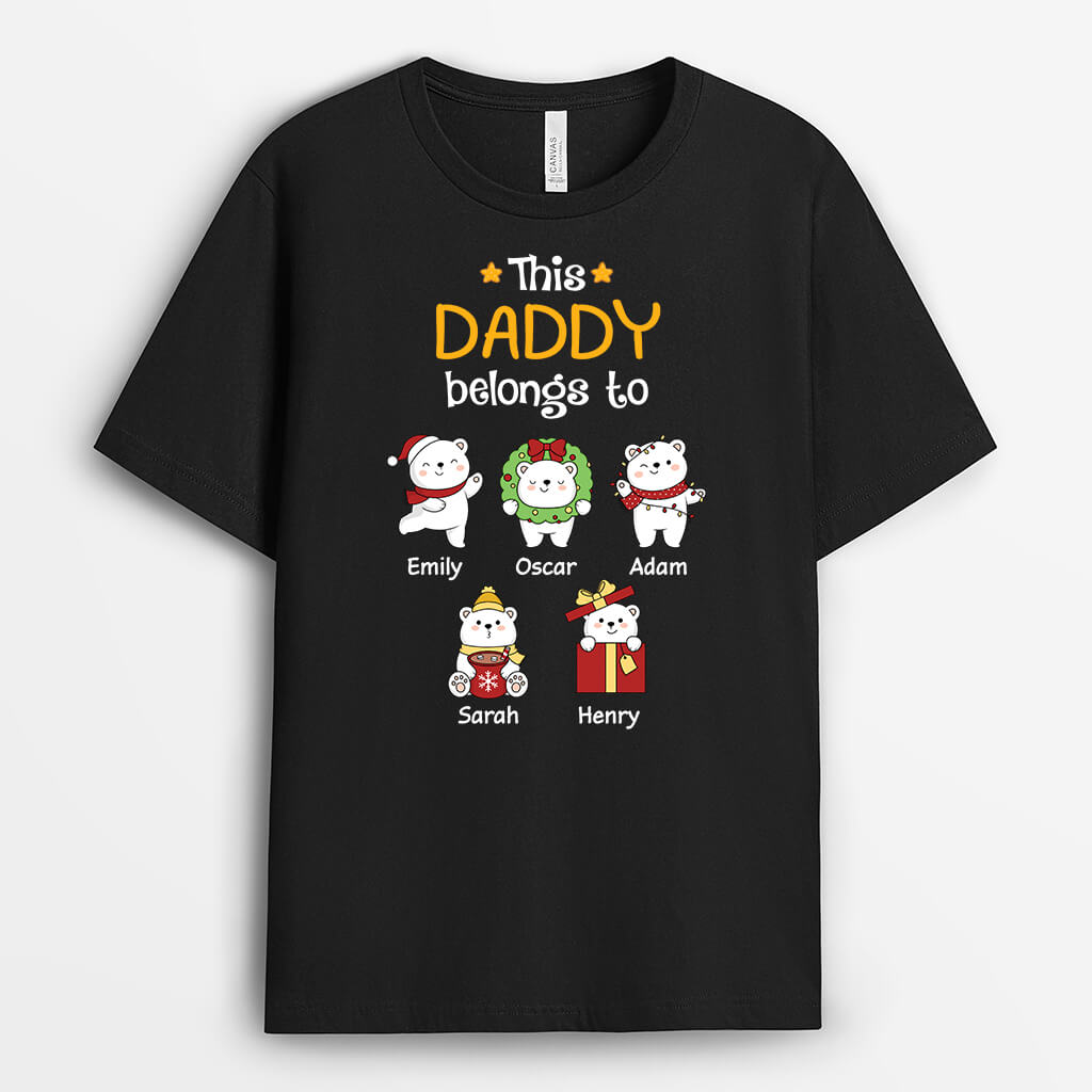 1538AUS2 personalized this daddy grandpa belongs to christmas bears t shirt
