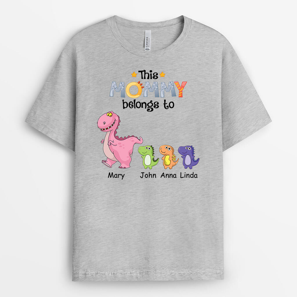 1539AUS1 personalized this mommy grandma belongs to dinosaurs t shirt