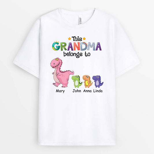 1539AUS2 personalized this mommy grandma belongs to dinosaurs t shirt