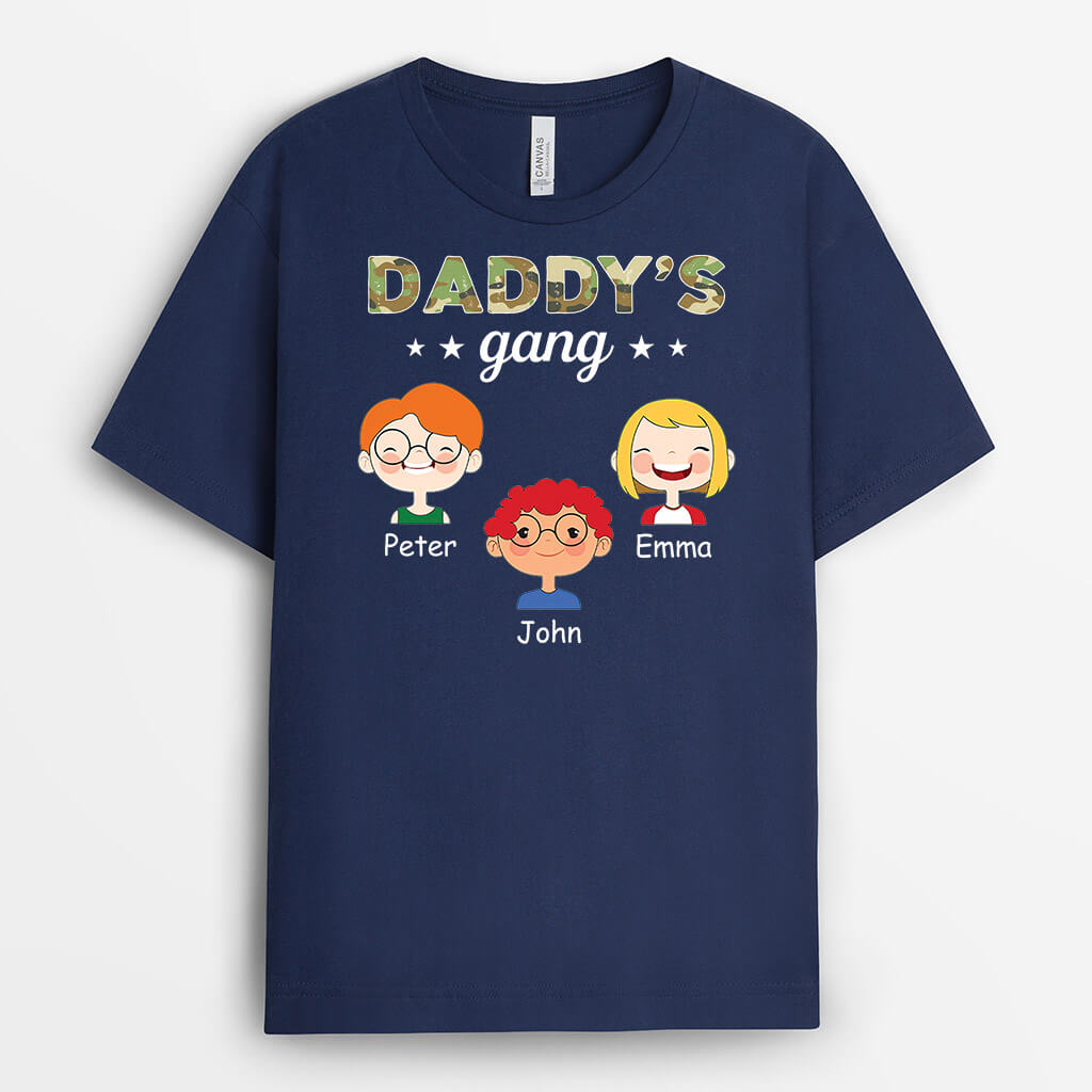 1541AUS1 personalized daddys gang with kids t shirt