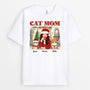 1544AUS1 personalized cat mom sipping christmas t shirt