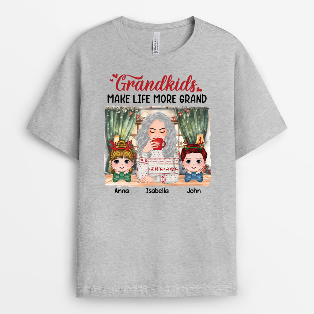1610AUS2 personalized grandkids make life more grand t shirt
