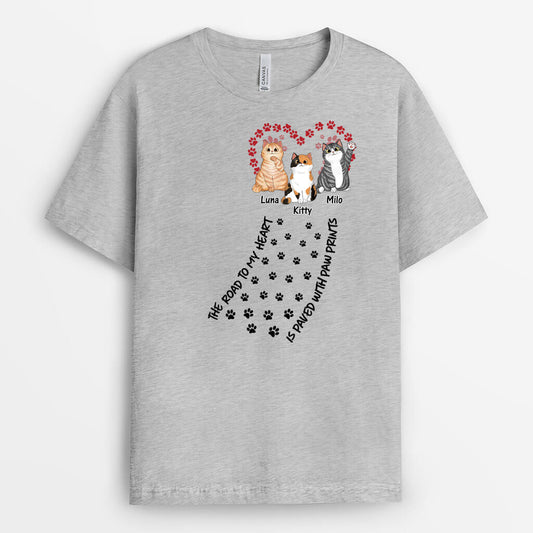 1611AUS2 personalized road to my heart fluffy cats t shirt