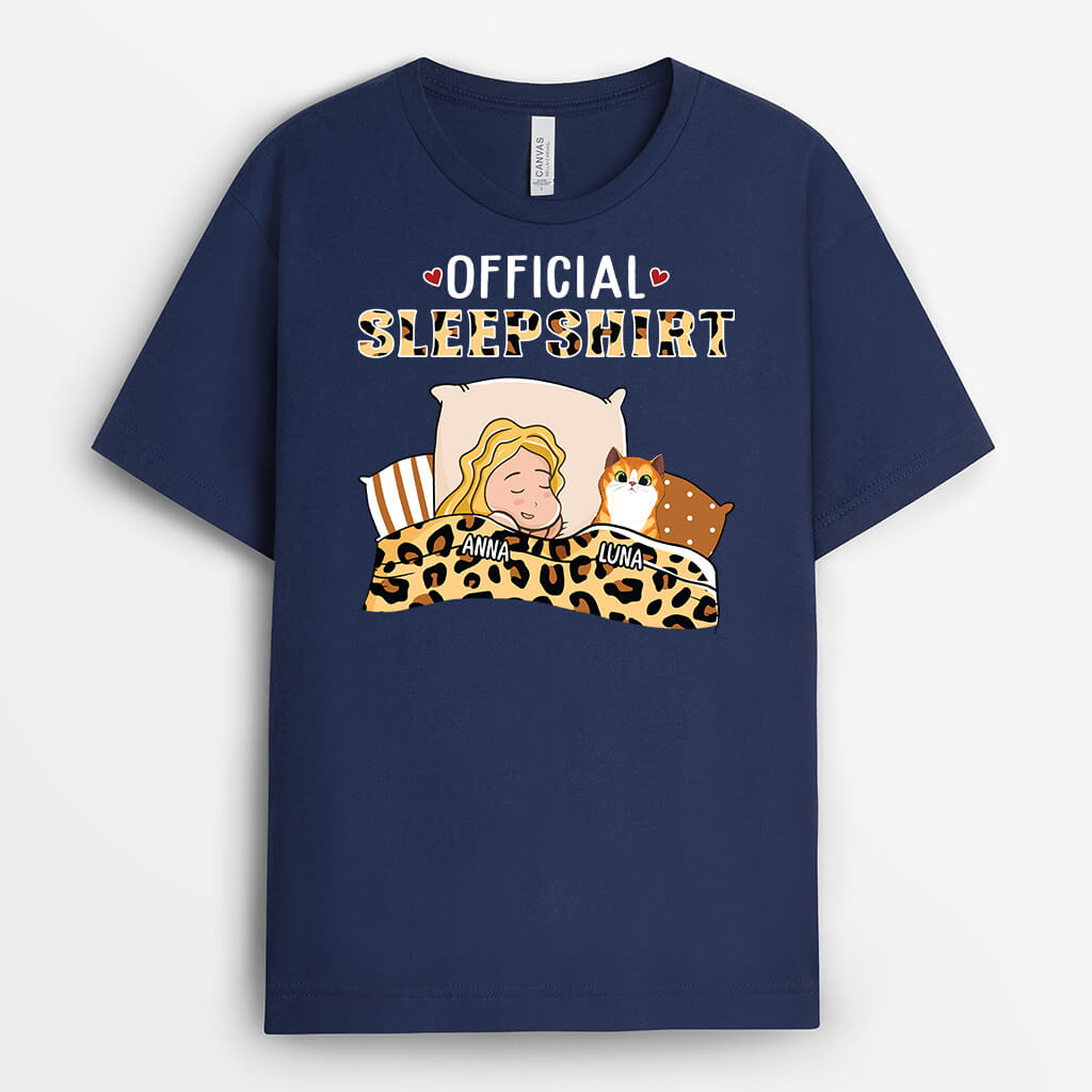 1622AUS2 personalized official sleepshirt with cat t shirt