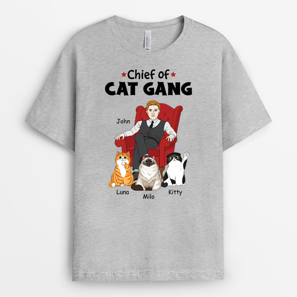 1625AUS1 personalized chief of cat gang t shirt