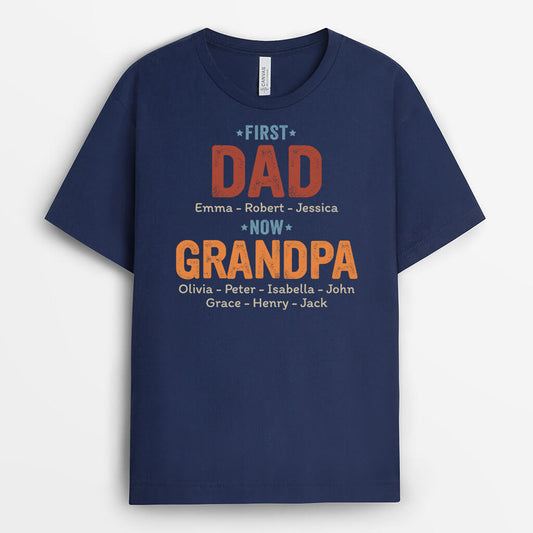 1627AUS1 personalized first dad now grandpa t shirt