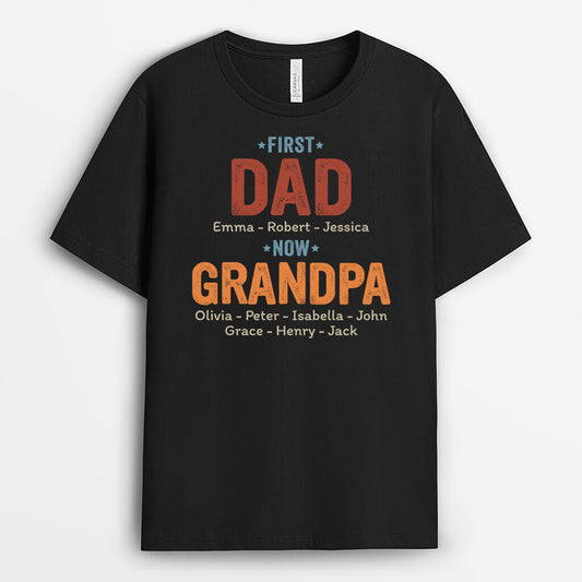 1627AUS2 personalized first dad now grandpa t shirt