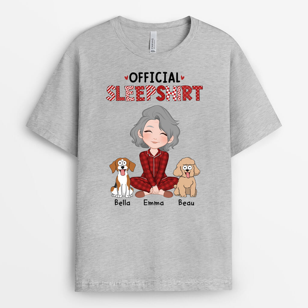 1633AUS2 personalized official sleepshirt crossed legs sitting with dogs t shirt