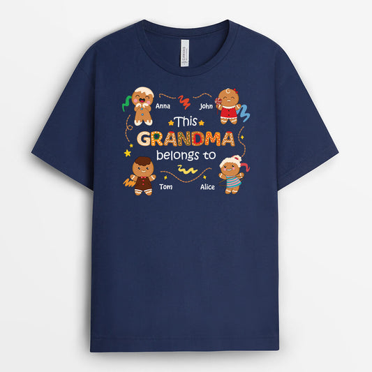 1643AUS1 personalized this grandma belongs to gingerbread man t shirt