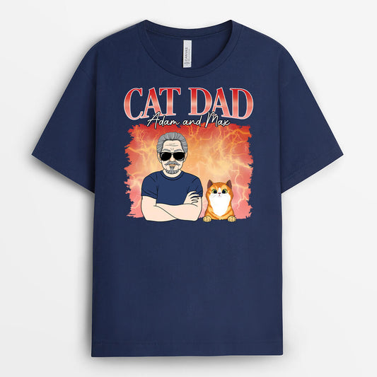 1654AUS1 personalized cat dad thunder lightning t shirt