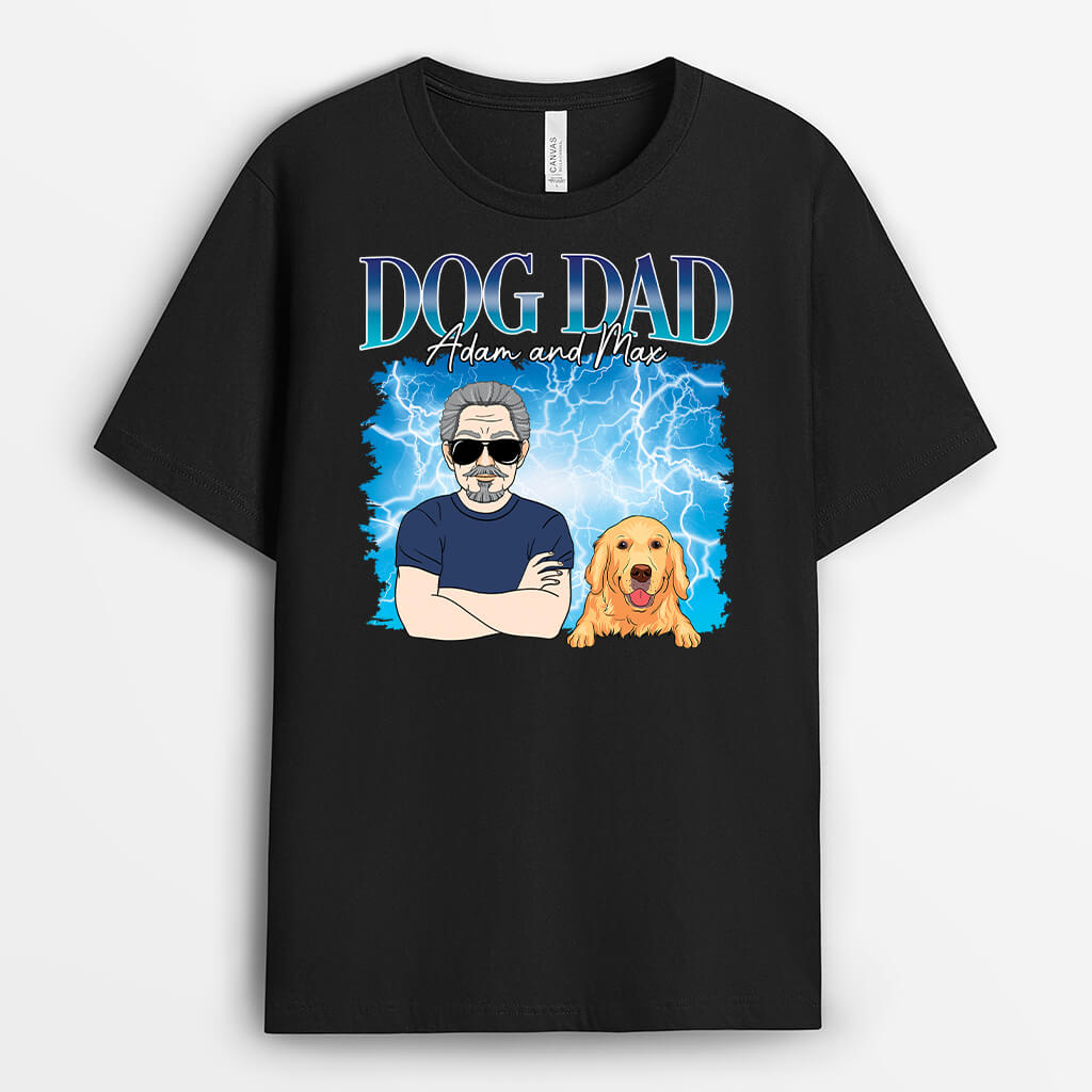 1654AUS1 personalized dog dad thunder lightning t shirt