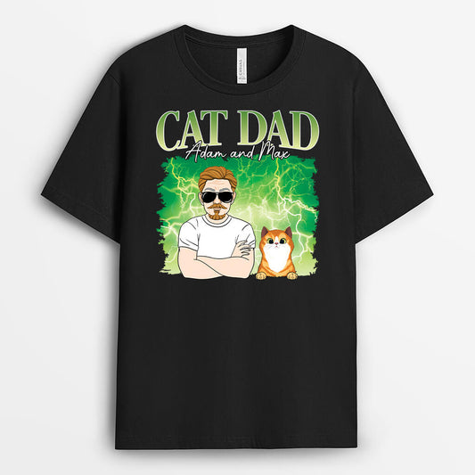 1654AUS2 personalized cat dad thunder lightning t shirt