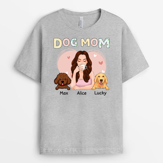 1655AUS1 personalized dog mom little flower t shirt