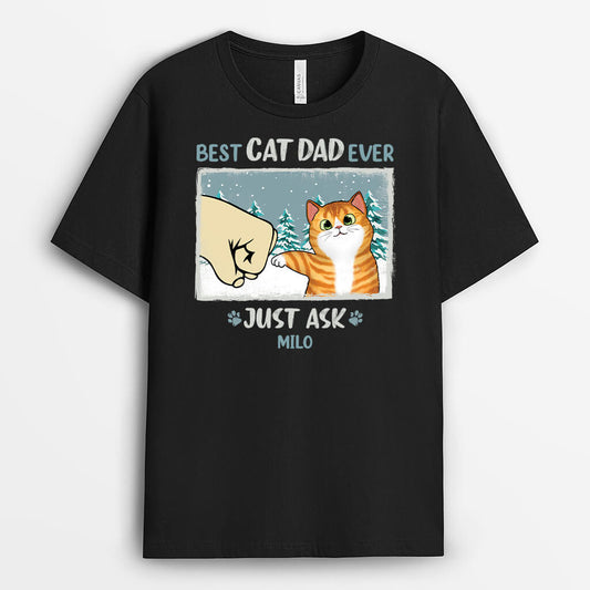 1657AUS1 personalized best cat mom cat dad ever christmas tree forest t shirt