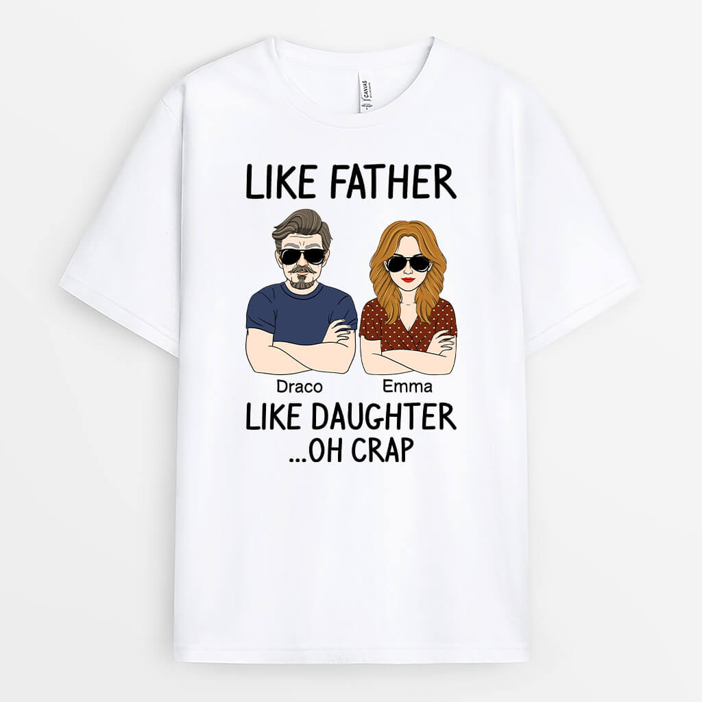 1661AUS1 personalized like father like daughter arms crossed t shirt