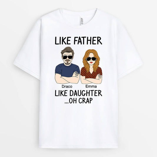 1661AUS1 personalized like father like daughter arms crossed t shirt